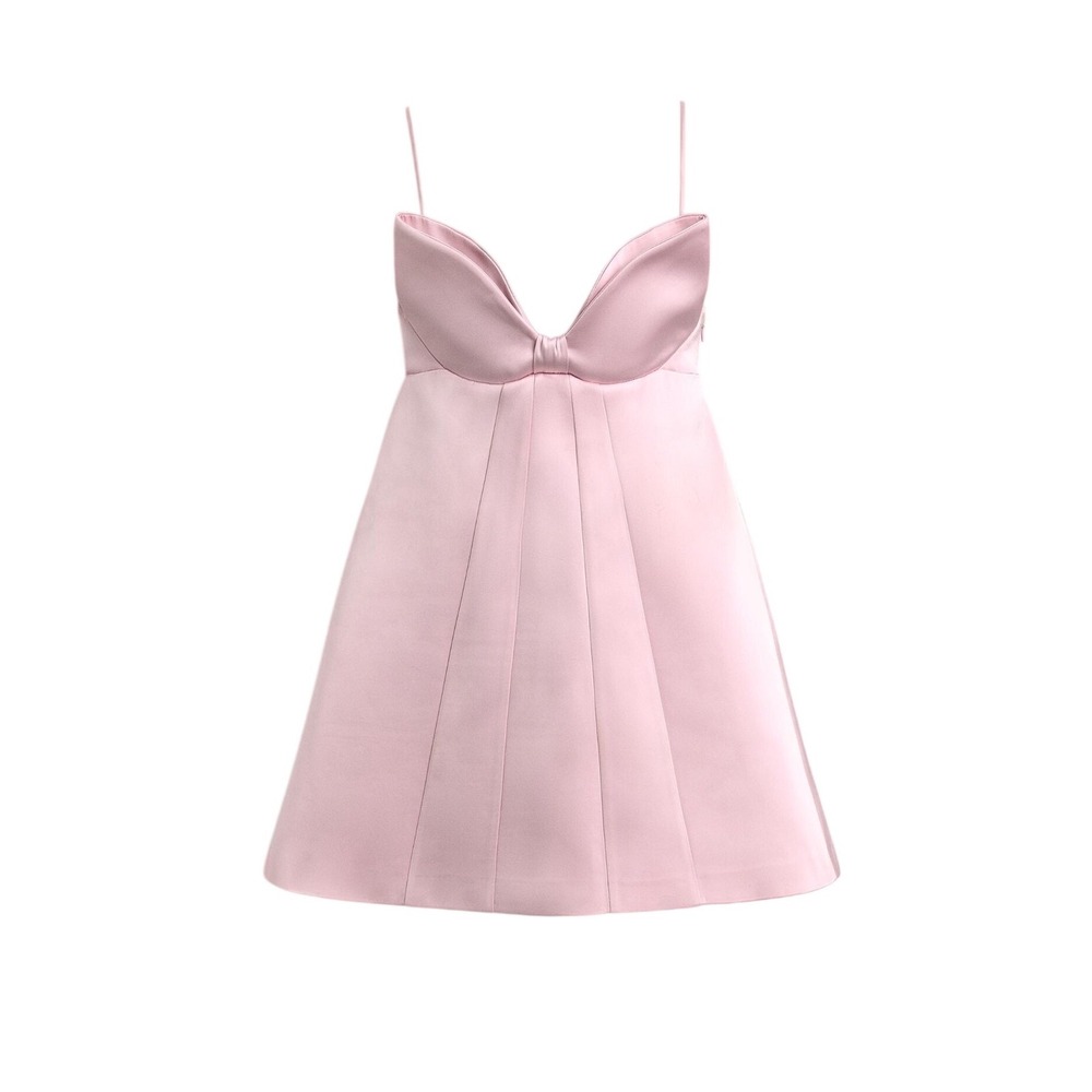 ZARA x Disney Harry Lambert Pink Satin Bow Detail Mini‎ Dress Medium NWT